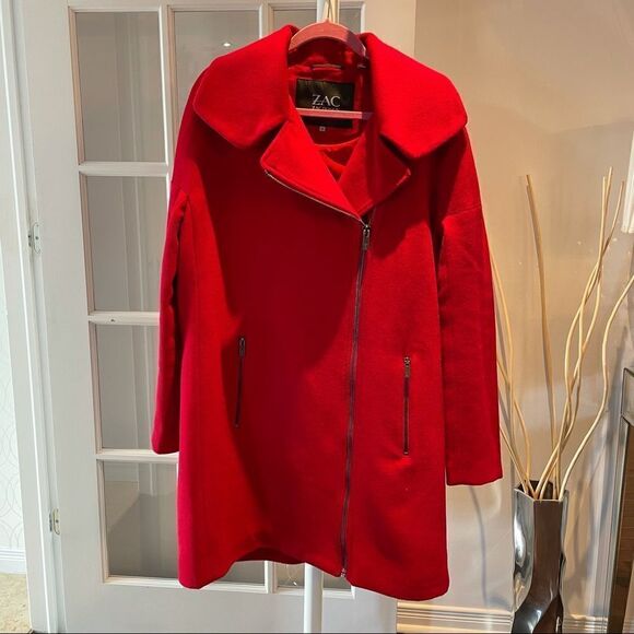 ZAC Zac Posen Julienne Crimson red wool coat - Picture 4 of 16